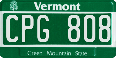 VT license plate CPG808