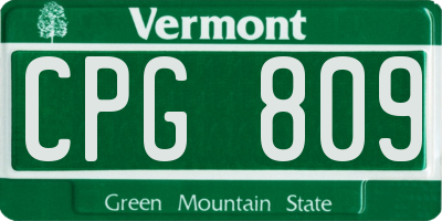 VT license plate CPG809