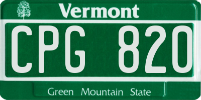 VT license plate CPG820