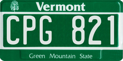 VT license plate CPG821