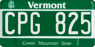 VT license plate CPG825