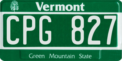 VT license plate CPG827