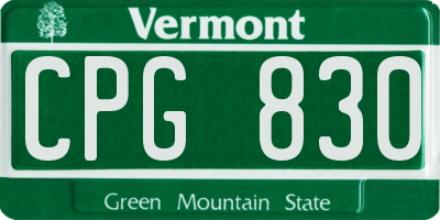 VT license plate CPG830