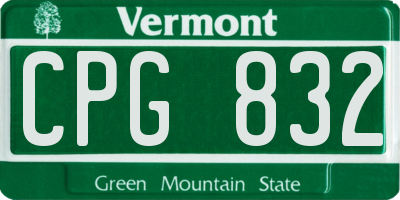 VT license plate CPG832