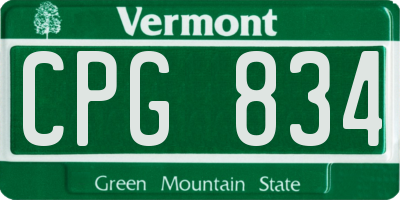 VT license plate CPG834