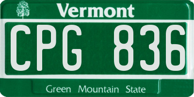 VT license plate CPG836