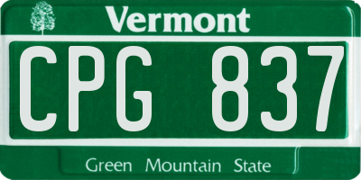 VT license plate CPG837