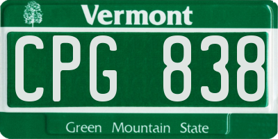 VT license plate CPG838