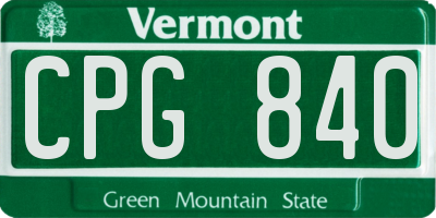 VT license plate CPG840