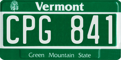 VT license plate CPG841