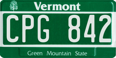 VT license plate CPG842