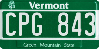 VT license plate CPG843