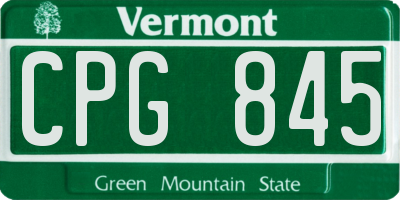 VT license plate CPG845