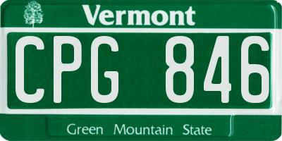 VT license plate CPG846