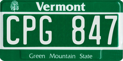 VT license plate CPG847