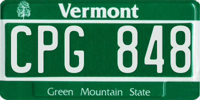 VT license plate CPG848
