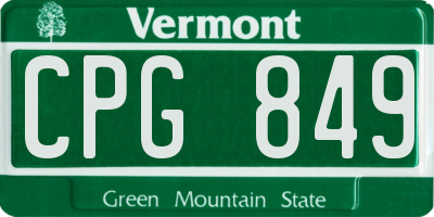 VT license plate CPG849