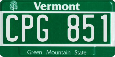 VT license plate CPG851