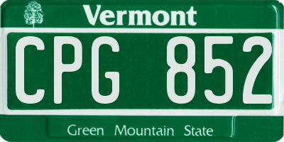 VT license plate CPG852
