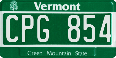 VT license plate CPG854