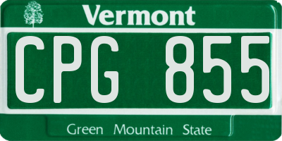 VT license plate CPG855