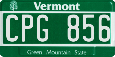 VT license plate CPG856