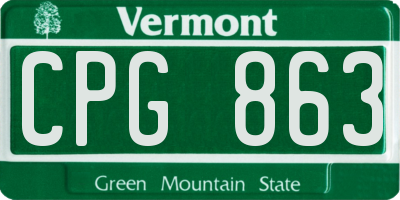 VT license plate CPG863