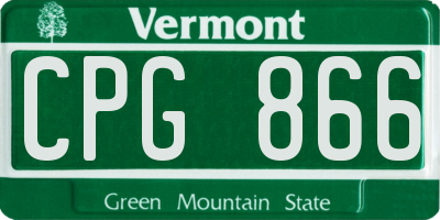 VT license plate CPG866