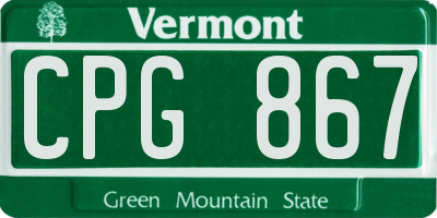 VT license plate CPG867