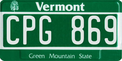 VT license plate CPG869