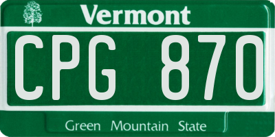 VT license plate CPG870