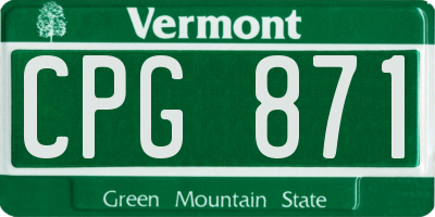 VT license plate CPG871