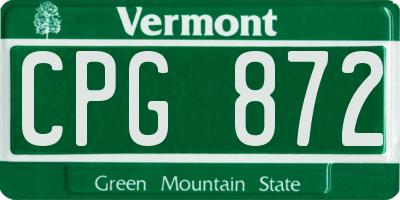 VT license plate CPG872