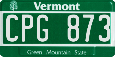 VT license plate CPG873