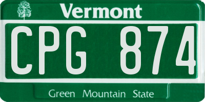 VT license plate CPG874