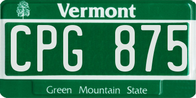 VT license plate CPG875