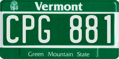 VT license plate CPG881