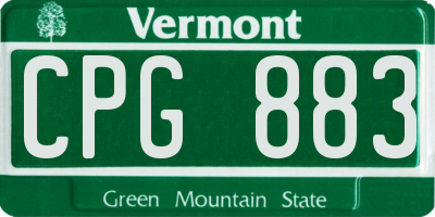 VT license plate CPG883
