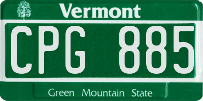 VT license plate CPG885