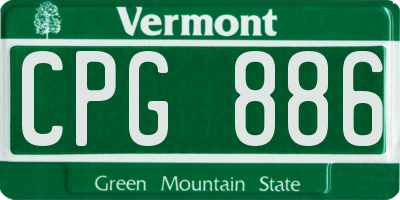 VT license plate CPG886