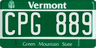 VT license plate CPG889
