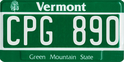 VT license plate CPG890