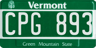 VT license plate CPG893