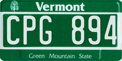 VT license plate CPG894