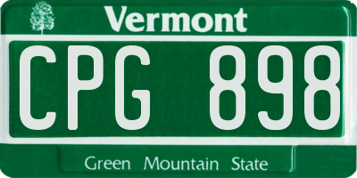 VT license plate CPG898