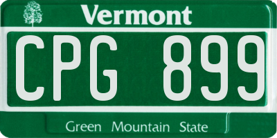 VT license plate CPG899