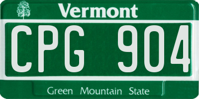 VT license plate CPG904