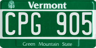 VT license plate CPG905