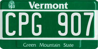 VT license plate CPG907