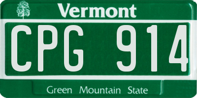 VT license plate CPG914